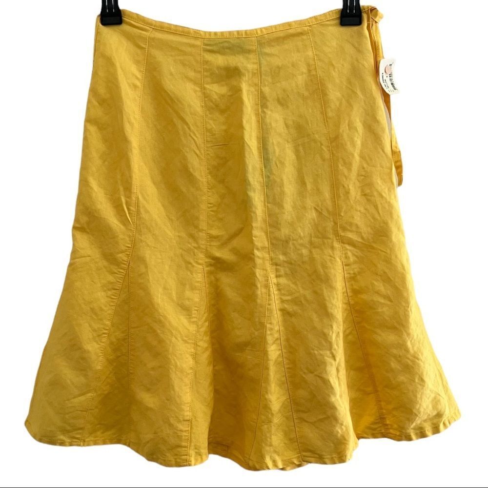 Sherry Taylor Sz S Yellow ☀️ Pleated Linen Look Skirt NWT 🏷